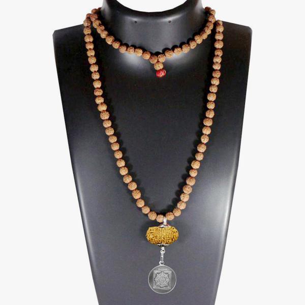 Mahamritunjaya Kavach 16 Mukhi Rudraksha With Silver Yantra Attached In Rudraksha Mala