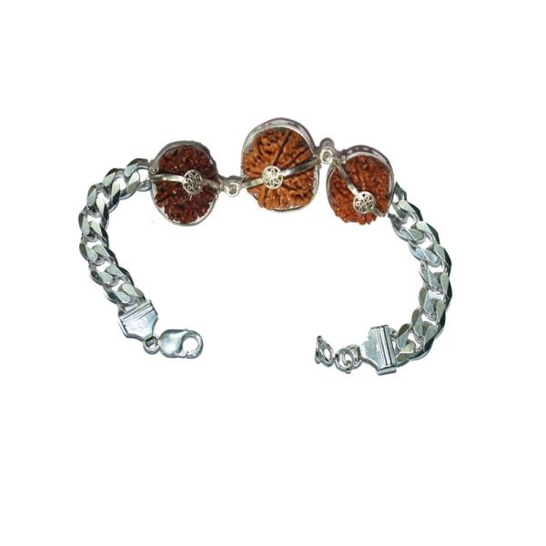 Rudraksha Combination for Wisdom 4,5,11 Mukhi Nepal in Silver Bracelet