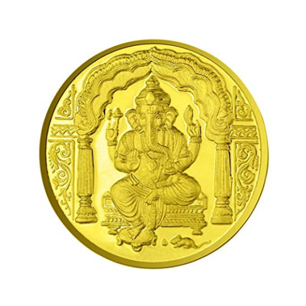 Lord Ganesh Coin In Pure Silver Gold Plated 15 Gms