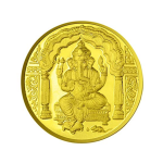 Lord Ganesh Coin In Pure Silver Gold Plated 200 Gms