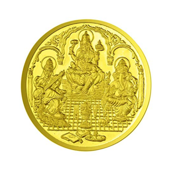 Trimurti Coin In Pure Silver Gold Plated 500 Gms
